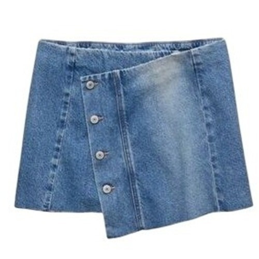 American Eagle Y2K Low-Rise A-Line Denim Mini Skirt Size 2 Medium Wash Raw EUC - Picture 4 of 12